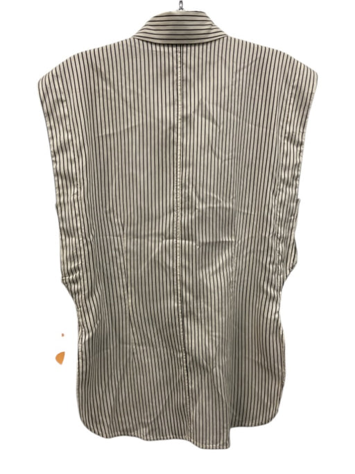 Isabel Marant Size 40 White & Brown Cotton Sleeveless Striped Button Up Top White & Brown / 40