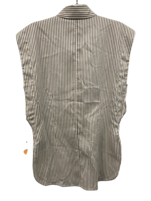 Isabel Marant Size 40 White & Brown Cotton Sleeveless Striped Button Up Top White & Brown / 40