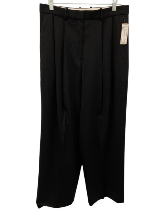 COS Size 8 Black Polyester & Wool Trouser Zip Fly Wide Leg Pants Black / 8