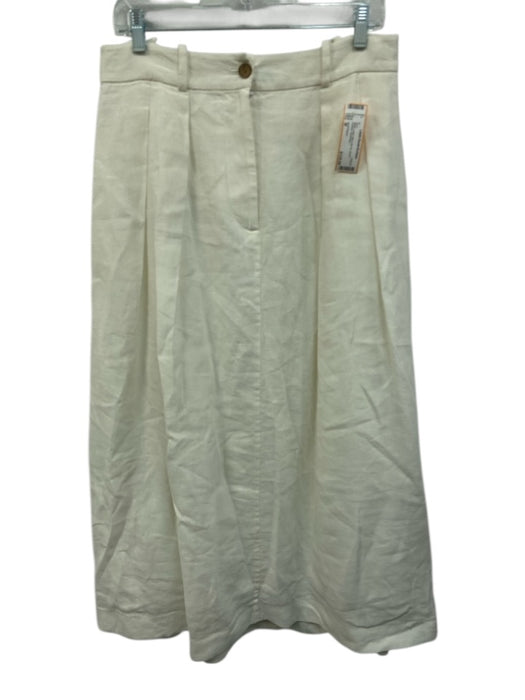 Jenni Kayne Size M White Linen Maxi Zip Fly pleats Pockets Skirt White / M