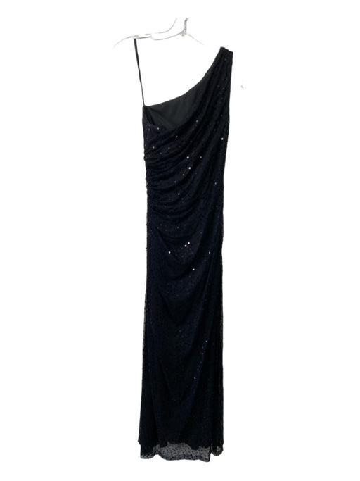 Tadashi Shoji Size XS Black Nylon Mesh Sequin One Shoulder Gown Black / XS