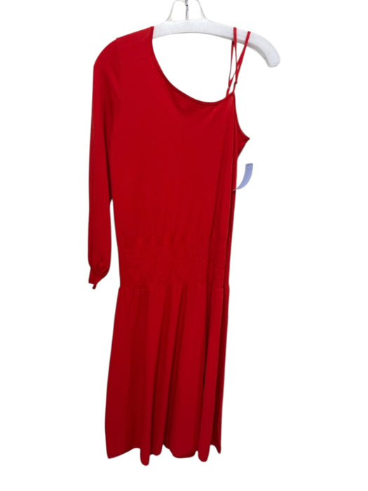A.L.C. Size XS Red Viscose Blend Cold Shoulder Midi Stretch Dress Red / XS