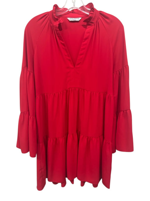 Amanda Uprichard Size XS Red Polyester V Neck Long Bell Sleeve Mini Dress Red / XS