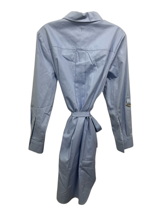 Tyler Boe Size S Blue Cotton Blend Tie Belt Button Front Collared Mini Dress Blue / S