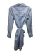 Tyler Boe Size S Blue Cotton Blend Tie Belt Button Front Collared Mini Dress Blue / S