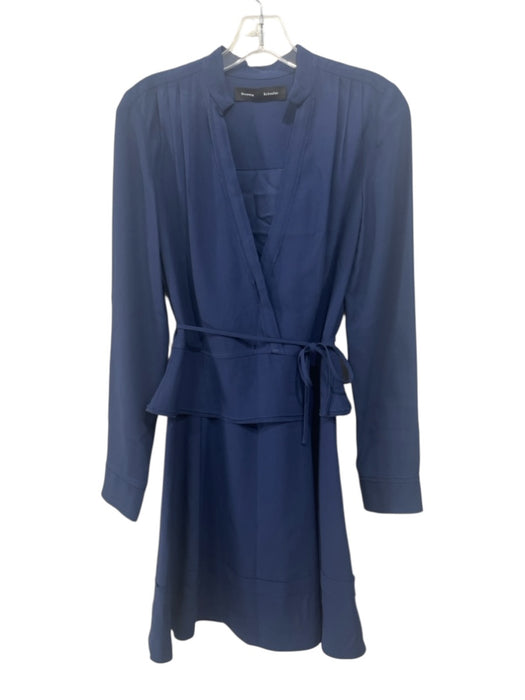 Proenza Schouler Size Est S Navy No Fabric Tag V Neck Tie Waist Above Knee Dress Navy / Est S