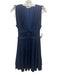 Ulla Johnson Size 2 Navy Polyester Pintuck Drawstring Waist V Neck Mini Dress Navy / 2