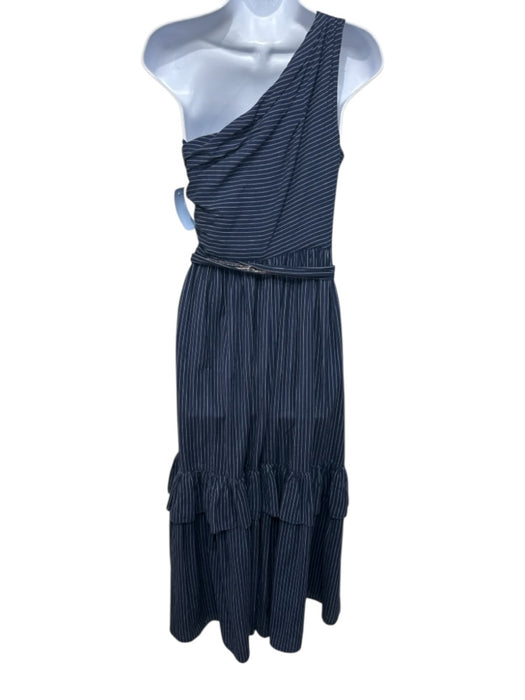 Ulla Johnson Size 2 Navy & white Cotton Blend Pinstripe Cold Shoulder Maxi Dress Navy & white / 2