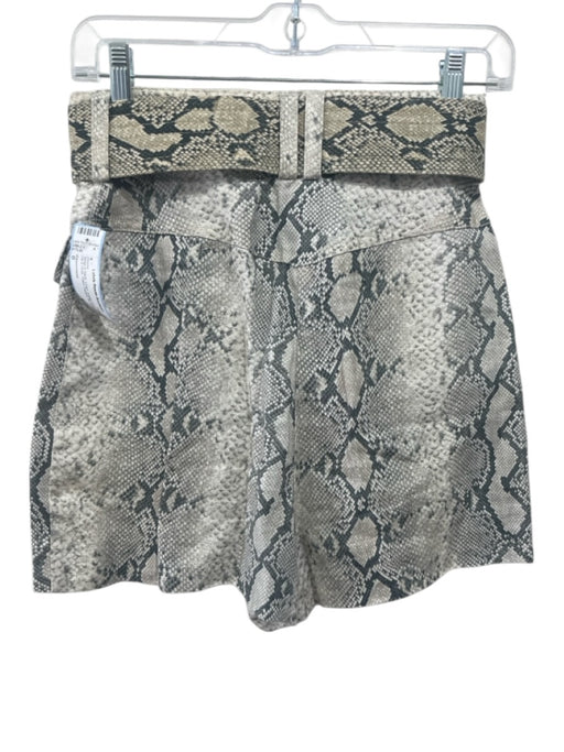 Zimmermann Size 0 Beige & Black Linen Snake Print Belted Zip & Hook Shorts Beige & Black / 0
