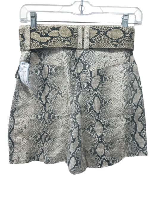 Zimmermann Size 0 Beige & Black Linen Snake Print Belted Zip & Hook Shorts Beige & Black / 0