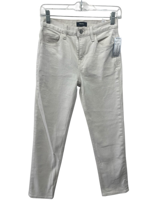 Theory Size 25 White Cotton Blend Zip & Button Straight Crop Jeans White / 25