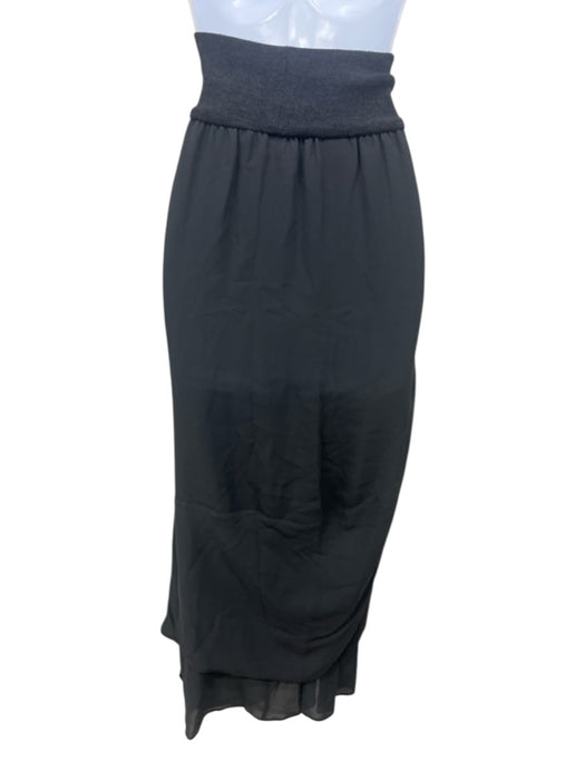 Brunello Cucinelli Size 2 Dark Grey Silk Elastic Waist Asymmetric Skirt Dark Grey / 2