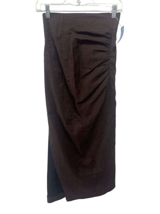 Zara Size XS Brown Polyester Slit Ruched Maxi Skirt Brown / XS