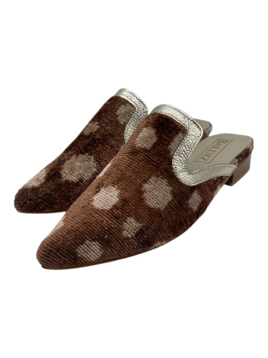 Baldiz Shoe Size 37 Brown Silk & Leather Pointed Toe Polka Dot Shoes Brown / 37