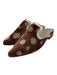 Baldiz Shoe Size 37 Brown Silk & Leather Pointed Toe Polka Dot Shoes Brown / 37