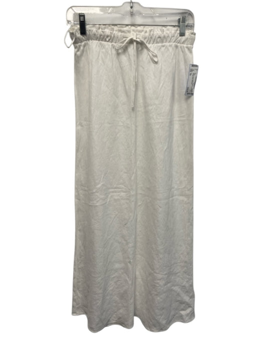 Zara Size XS White Linen Elastic & Drawstring Waist Straight Midi Skirt White / XS