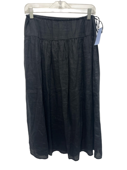 J.Crew Black Label Size XXS Black Ramie Elastic & Drawstring Waist Skirt Black / XXS