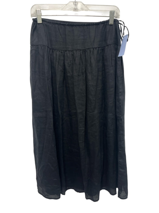 J.Crew Black Label Size XXS Black Ramie Elastic & Drawstring Waist Skirt Black / XXS