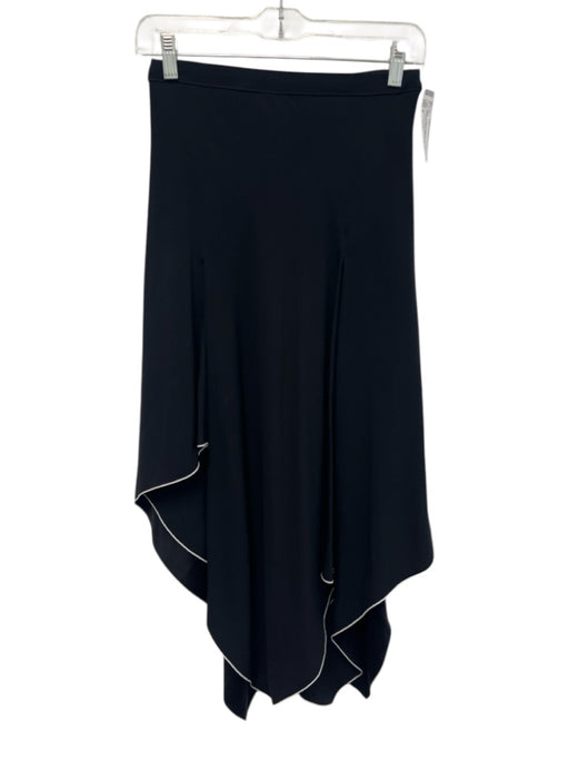 Proenza Schouler Size 0 Black Acetate & Viscose Back Zip Asymetric Midi Skirt Black / 0