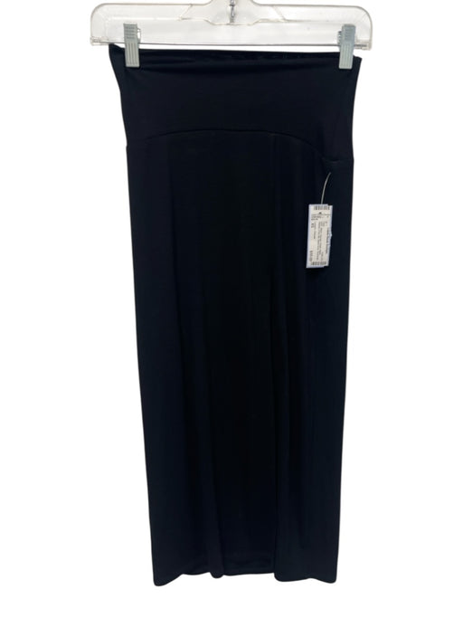 Lovers + Friends Size XS Black Viscose Elastic Waist Ribbed Front Slit Skirt Black / XS