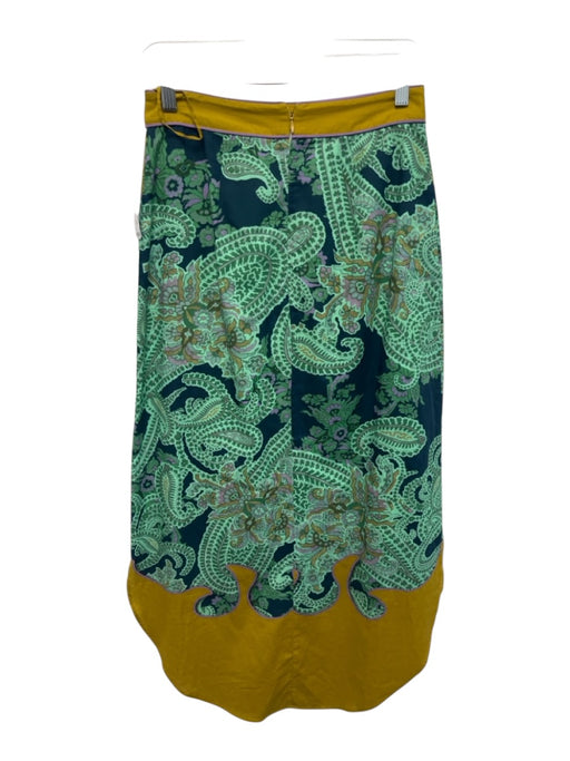 Anna Cate Size Est XS/S Green, Tan, & Purple No Fabric Tag Back Zip Midi Skirt Green, Tan, & Purple / Est XS/S