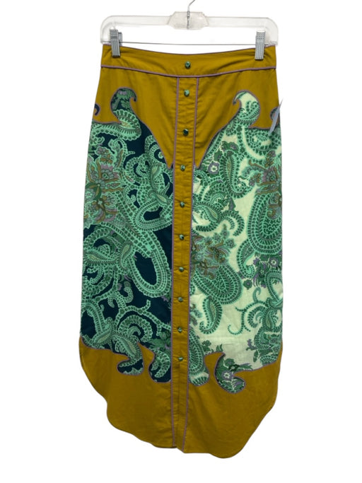 Anna Cate Size Est XS/S Green, Tan, & Purple No Fabric Tag Back Zip Midi Skirt Green, Tan, & Purple / Est XS/S
