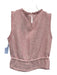 Maje Size 1 Pink & White Cotton Sleeveless Tweed Drawstring Waist Fringe Top Pink & White / 1