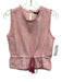 Maje Size 1 Pink & White Cotton Sleeveless Tweed Drawstring Waist Fringe Top Pink & White / 1