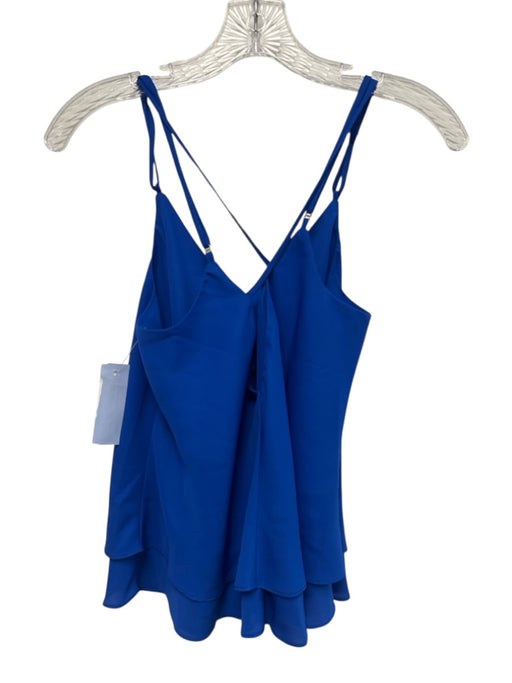 Amanda Uprichard Size P Blue Polyester Criss Cross Spaghetti Strap V Neck Top Blue / P