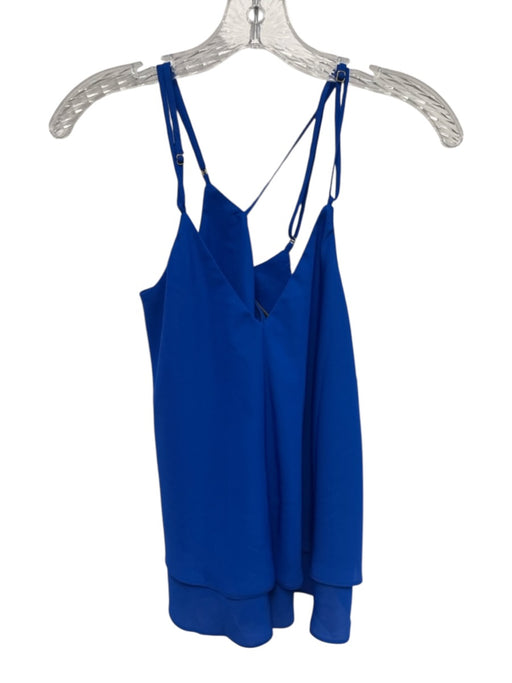 Amanda Uprichard Size P Blue Polyester Criss Cross Spaghetti Strap V Neck Top Blue / P