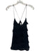 Derek Lam 10 Crosby Size 0 Black Cotton Blend V Neck Geometric Fringe Detail Top Black / 0