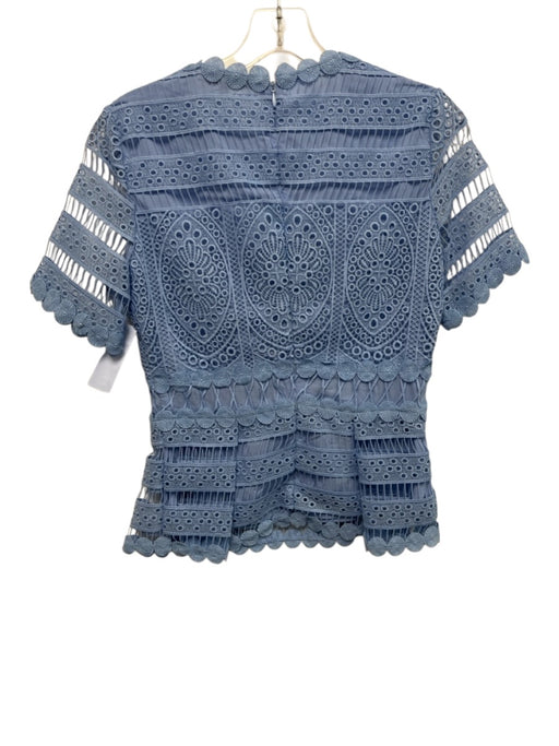 Maje Size 2 Light Blue Polyester Back Zip Guipure Lace Cutout detail Top Light Blue / 2
