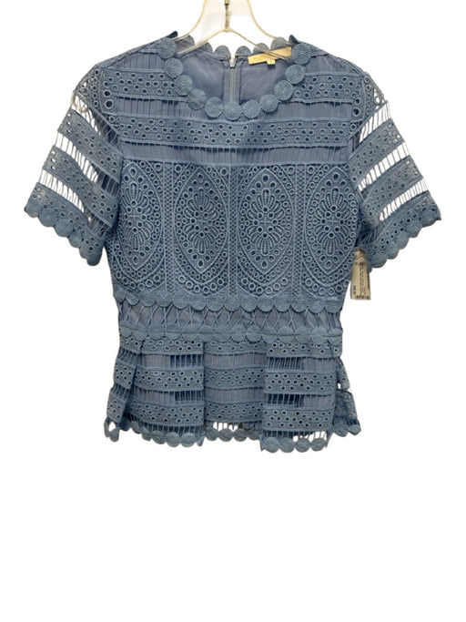 Maje Size 2 Light Blue Polyester Back Zip Guipure Lace Cutout detail Top Light Blue / 2