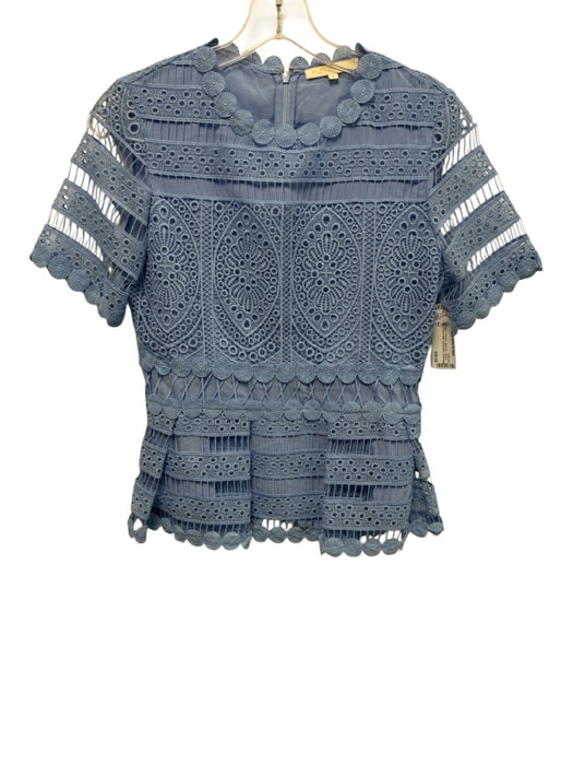 Maje Size 2 Light Blue Polyester Back Zip Guipure Lace Cutout detail Top Light Blue / 2