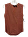 Theory Size P Camel Brown Silk Sleeveless V Neck Fringe Detail Top Camel Brown / P