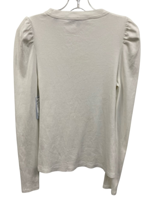 Veronica Beard Size XS White Pima Cotton V Neck Front Button Closure Ribbed Top White / XS
