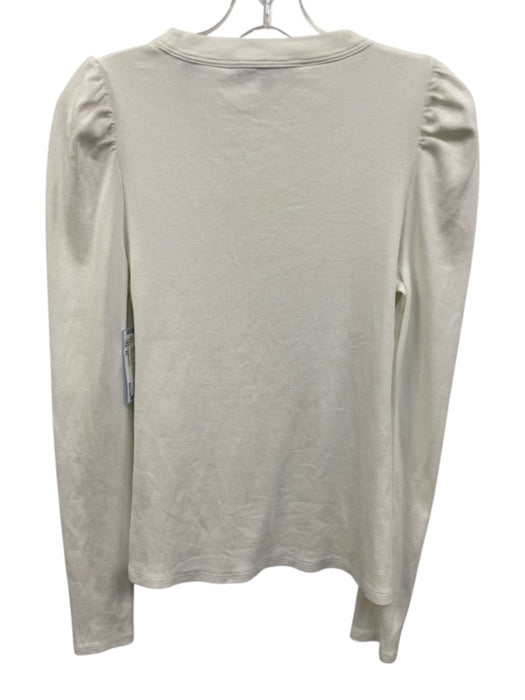 Veronica Beard Size XS White Pima Cotton V Neck Front Button Closure Ribbed Top White / XS
