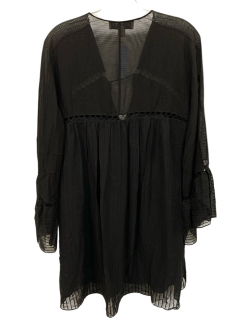 Rachel Zoe Size 0 Black Silk V Neck Front Tie Cutout detail Spotted Design Dress Black / 0