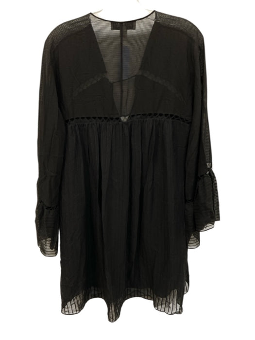 Rachel Zoe Size 0 Black Silk V Neck Front Tie Cutout detail Spotted Design Dress Black / 0