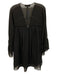 Rachel Zoe Size 0 Black Silk V Neck Front Tie Cutout detail Spotted Design Dress Black / 0