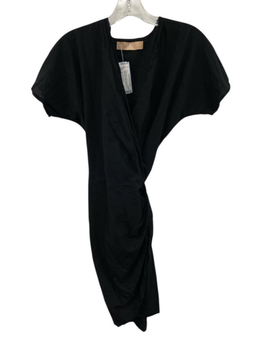 Cali by Cali Dreaming Size S Black Cotton V Neck Short Sleeve Wrap Dress Black / S