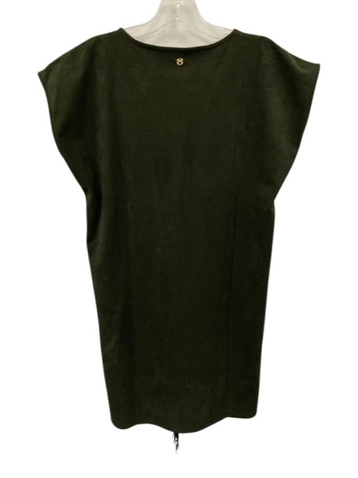 Marie Oliver Size XS Olive Green Polyester Blend V Neck Sleeveless Suede Dress Olive Green / XS