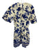 Exquise Size XS Blue & Cream Cotton Smock neck Back Zip Puff Short Sleeve Dress Blue & Cream / XS