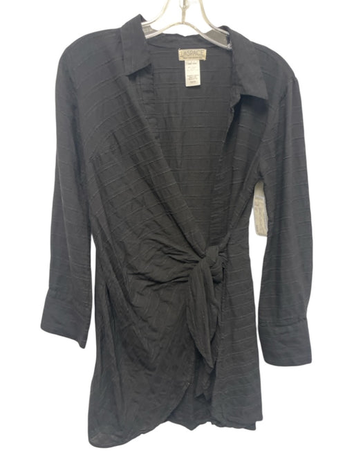 L Space Size XS Black Viscose & Cotton Collar Neck Stitch Design Dress Black / XS