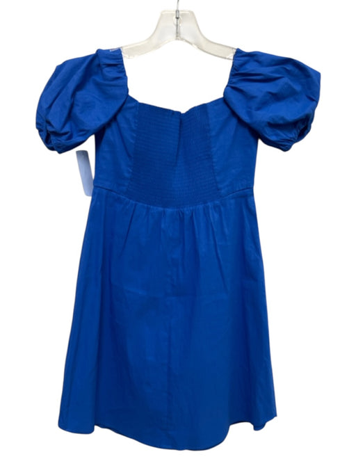 A.L.C. Size 0 Blue Linen Blend Sweetheart Neckline Elastic Back Dress Blue / 0