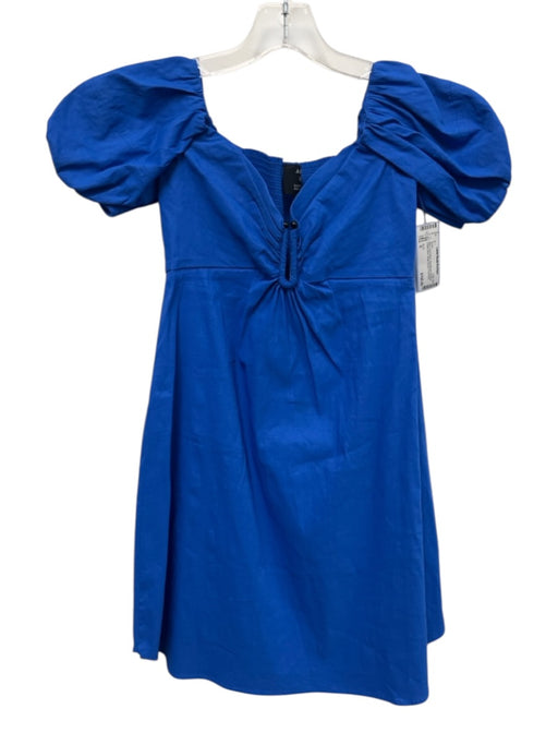 A.L.C. Size 0 Blue Linen Blend Sweetheart Neckline Elastic Back Dress Blue / 0
