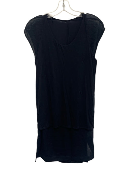 Helmut Lang Size P Black Viscose Blend Smock neck Tank overlay Layered Dress Black / P
