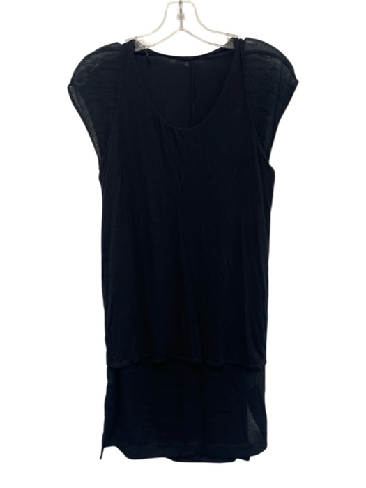 Helmut Lang Size P Black Viscose Blend Smock neck Tank overlay Layered Dress Black / P