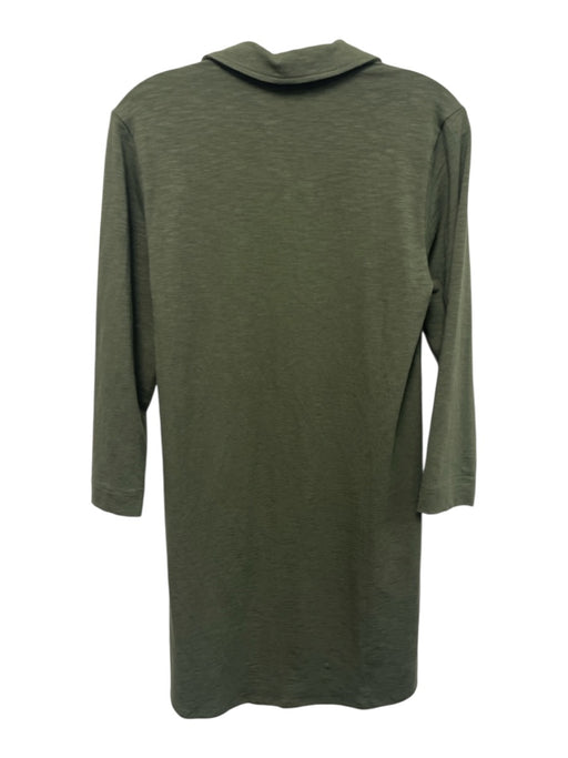 Lilla P Size XS Olive Green Cotton Blend Collar Neck Button Down Heathered Dress Olive Green / XS