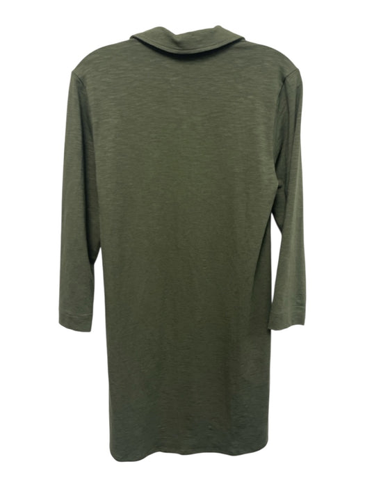 Lilla P Size XS Olive Green Cotton Blend Collar Neck Button Down Heathered Dress Olive Green / XS